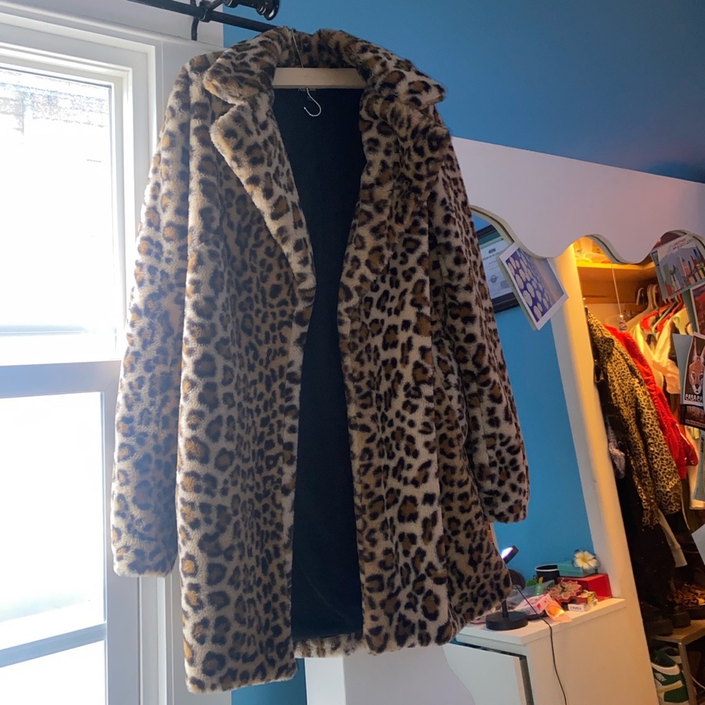 Cheetah faux fur coat